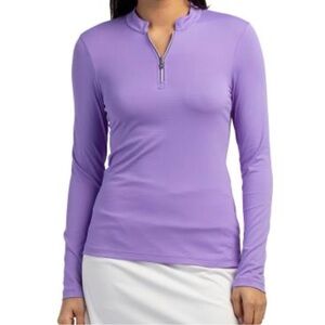 NWT SOFIBELLA Zipper Neck Women's Golf/Tennis/Picklball Long Sleeve Top PURPLE